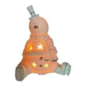 Skating Snowman Night Light Gold Trim Cut Outs International Bazaar w/Cord 8.25”